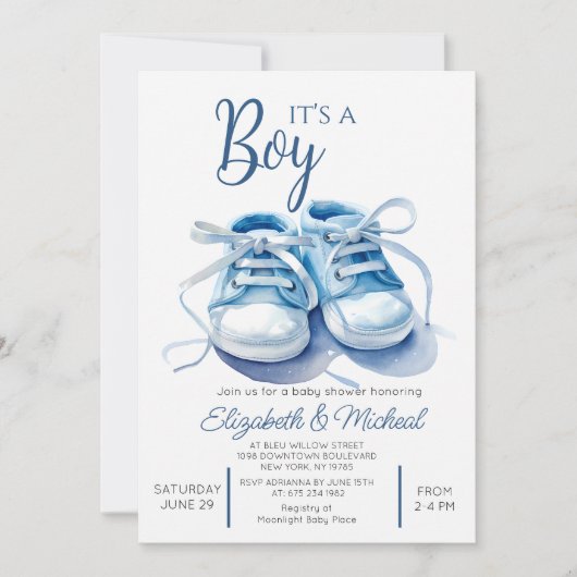 Faire-Part de Bébé Garçon pour Baby Shower (Devant)