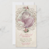 Faire-part de bébé Rose vintage (Devant)