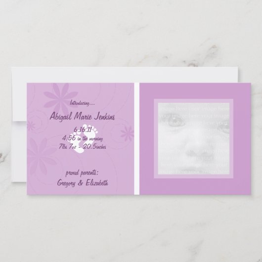 Faire-part de bébés pourpres (Devant)
