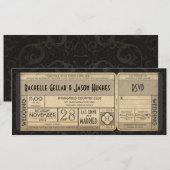 Faire-part de billet de mariage vintage avec RSVP (Devant / Derrière)