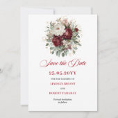 Faire-part de botanique rose burgundy Save The Dat (Devant)