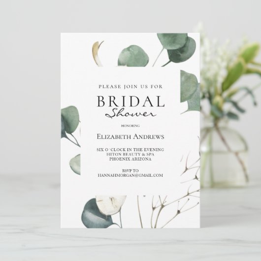 Faire-part de Bridal Shower Leafy (Debout devant)