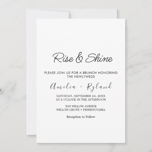 Faire-part de brunch de mariage à la calligraphie (Devant)