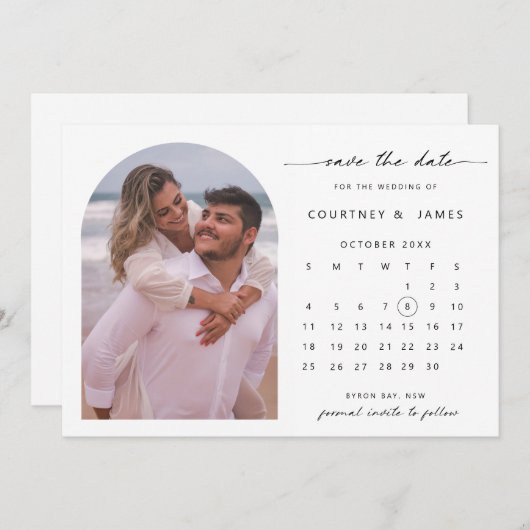 Faire-part de calendrier arch Save the Date (Devant / Derrière)