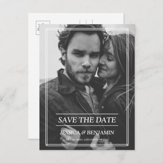 Faire part de Cartes de Voeux avec Cadre Art Déco (Devant / Derrière)