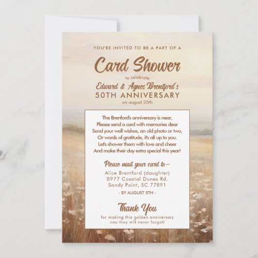 Faire-part de carton d'anniversaire de mariage de (Devant)