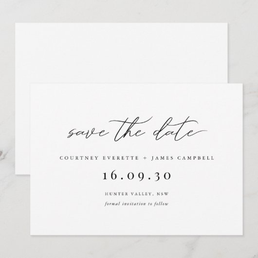 Faire-part de carton de mariage noir et blanc mode (Devant / Derrière)