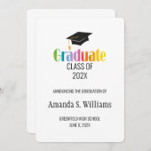 Faire-part de Casquette de grade noir (Devant / Derrière)