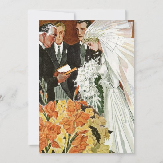 Faire-part de cérémonie de mariage vintage, mariée (Devant)