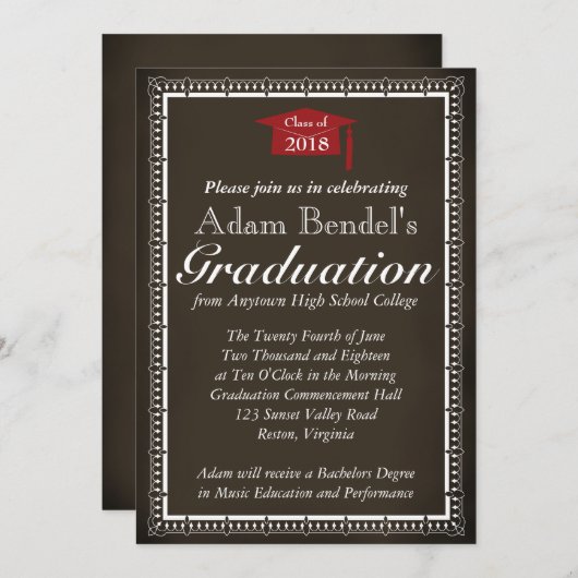 Faire-part de certificat de diplôme - Tableau de b (Devant / Derrière)