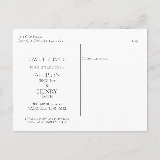 Faire-part de changement de date de mariage de vac (Dos)