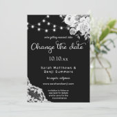 Faire-part de changement de date en dentelle flora (Debout devant)