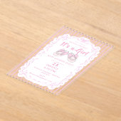 Faire-part de chaussure de bébé fille ruban arc-en (Poser)