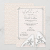 Faire-part de chaussures de mariée brodées en dama (Devant / Derrière)