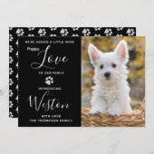 Faire-part de chiot - Elegant Noir Moderne Nouveau (Devant / Derrière)