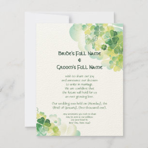 Faire-part de coins de trèfle vert et de papillon