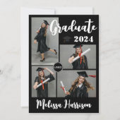 Faire-part de collage de photo de diplômé avec log (Devant)