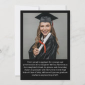 Faire-part de collage de photo de diplômé avec log (Dos)