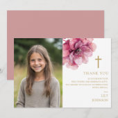 Faire-part de confirmation de fleur d'aquarelle ro (Devant / Derrière)