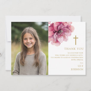 Faire-part de confirmation de fleur d'aquarelle ro