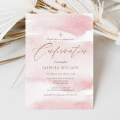 Faire-part de Confirmation Fille Rose Poussiéreux