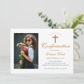 Faire-part de Confirmation pour filles avec photo (Debout devant)