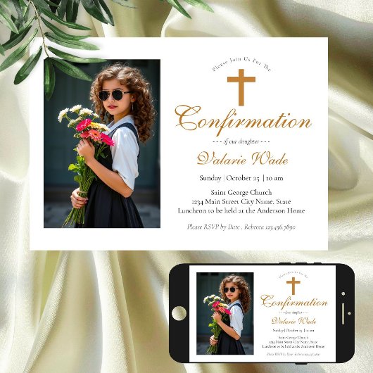 Faire-part de Confirmation pour filles avec photo