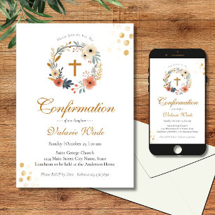 Faire-part de Confirmation pour filles minimaliste