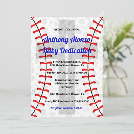 Faire-part de consécration pour bébé avec une phot (Debout devant)