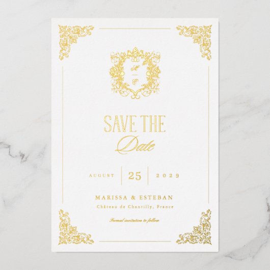 Faire-part de conservation de luxe avec monogramme (Recto)