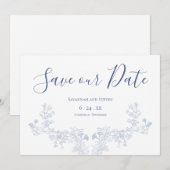 Faire-part de conservation floral bleu doux victor (Devant / Derrière)