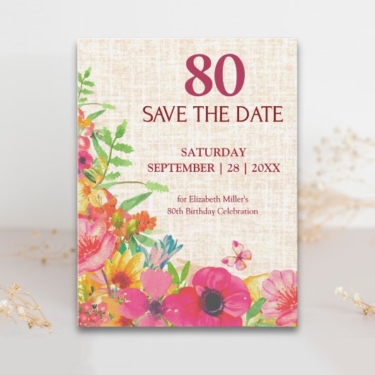 Faire-part de date à retenir pour 80e anniversaire
