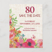 Faire-part de date à retenir pour 80e anniversaire (Devant)