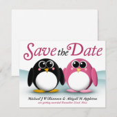 Faire-part de date à sauver de pingouins adorables (Devant / Derrière)