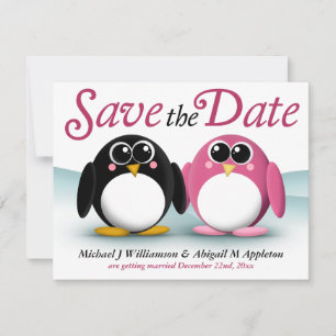 Faire-part de date à sauver de pingouins adorables