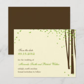 Faire-Part de Date d'Arbres de Forêt - Vert - (Devant / Derrière)