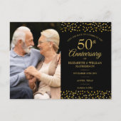 Faire-part de date de 2 photos de coeurs dorés pou (Devant)