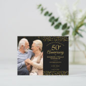 Faire-part de date de 2 photos de coeurs dorés pou (Debout devant)