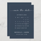 Faire-part de date de mariage à calendrier minimal (Devant / Derrière)