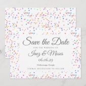 Faire-Part de Date de Mariage à Confettis Arc-en-C (Devant / Derrière)