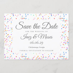 Faire-Part de Date de Mariage à Confettis Arc-en-C