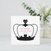 Faire-part de date de mariage à conserver monochro (Debout devant)