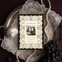 Faire-part de date de mariage à dentelle en papier