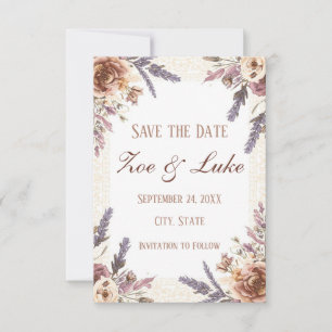 Faire-part de date de mariage à dentelle vintage e