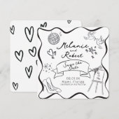 Faire-part de date de mariage à encadrer en noir e (Devant / Derrière)