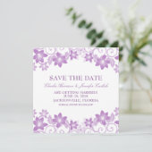 Faire-part de date de mariage à fleurs simple viol (Debout devant)