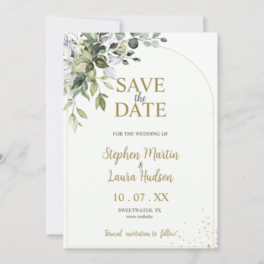 Faire-Part de Date de Mariage à l'Aquarelle de Ver (Devant)