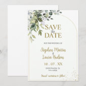 Faire-Part de Date de Mariage à l'Aquarelle de Ver (Devant / Derrière)