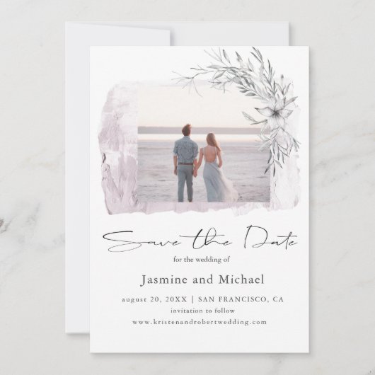 Faire-part de date de mariage à l'aquarelle minima (Devant)
