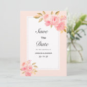 Faire-part de date de mariage à l'aquarelle rose p (Debout devant)